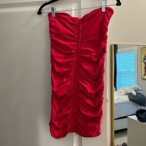 Elegant Red Ruched Dress